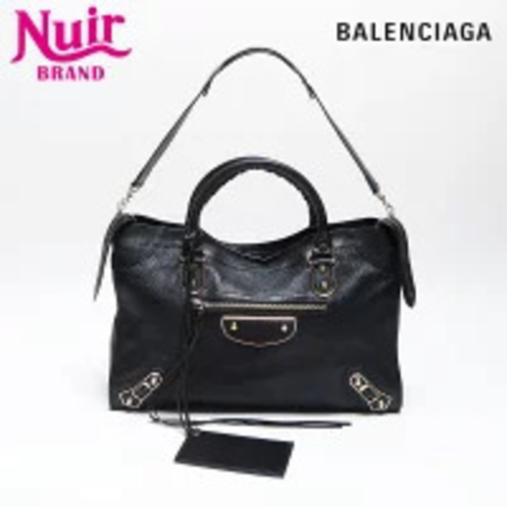 Balenciaga Metallic City Shoulder Bag Black